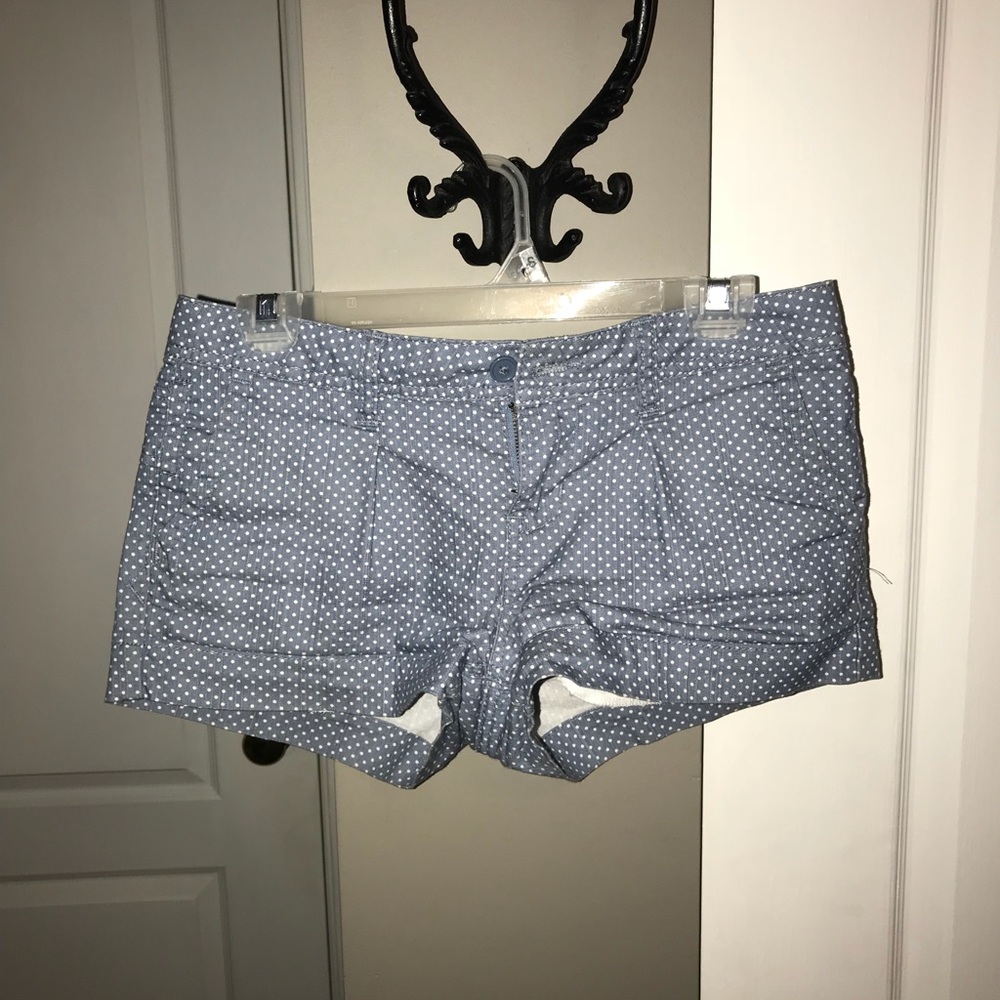 Denim Blue & White Polka Dot Shorts